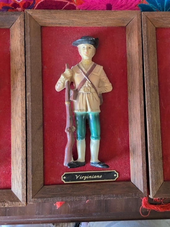 Vintage Other - Vintage Framed Virginians Figurine in Red, Green and Brown